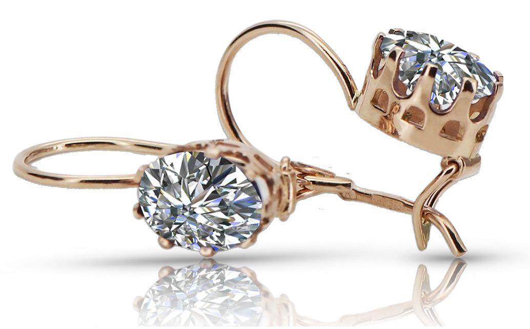 Vintage Zircon Earrings in 14K Rose Gold (vec196r-zi) — full view of the piece
