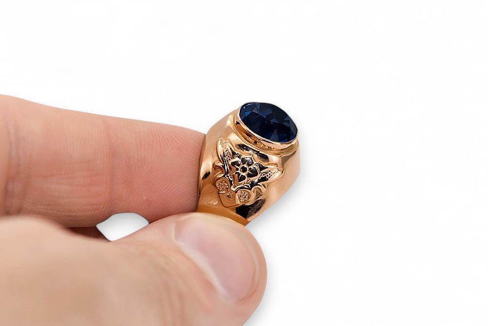 Vintage Sapphire Ring in 14K Rose Gold (vrc078r-sp) — full view of the piece