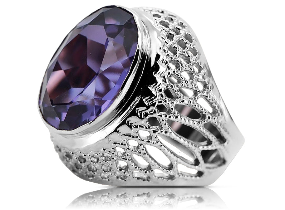 Vintage Alexandrite Ring in Sterling Silver (vrc089s-ax)
