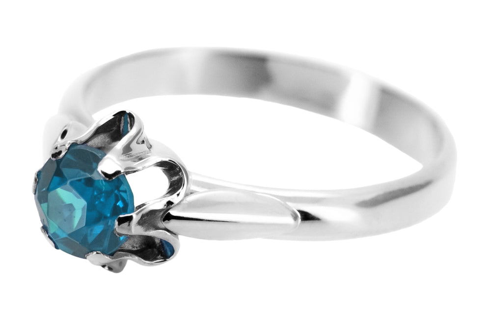 Vintage Aquamarine Craft Ring in Sterling Silver (vrc094s-aq) — side view showing the setting