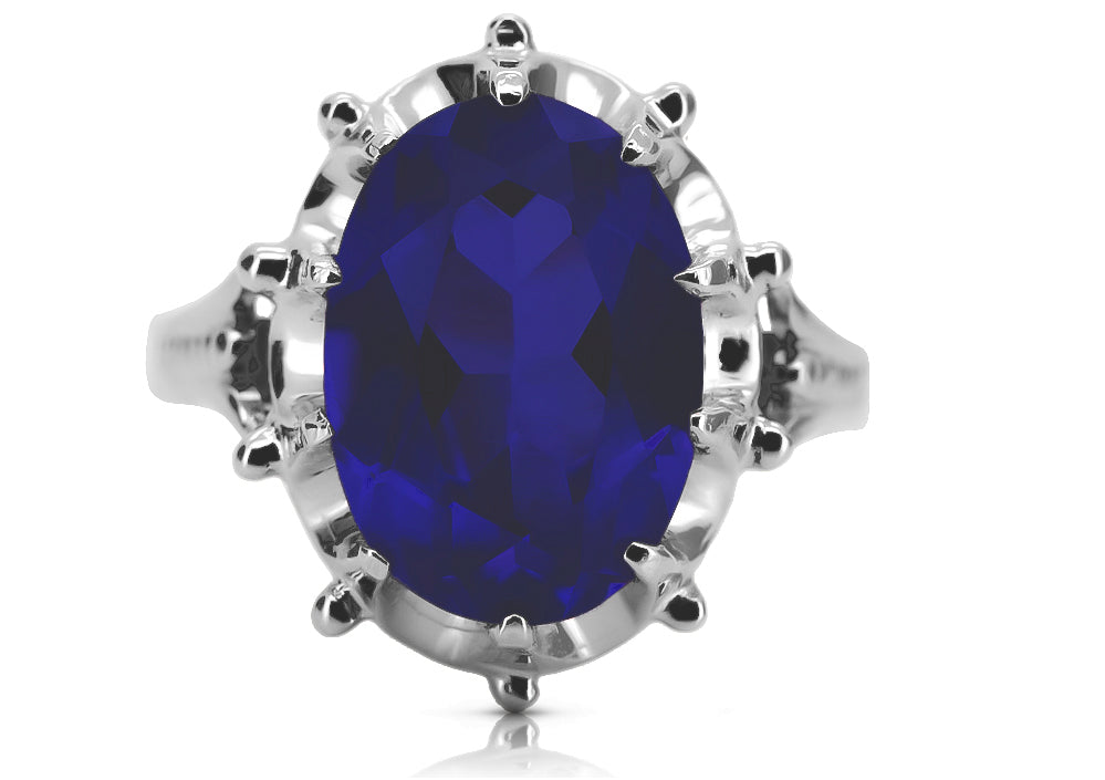 Vintage Sapphire Ring in Sterling Silver (vrc079s-sp)