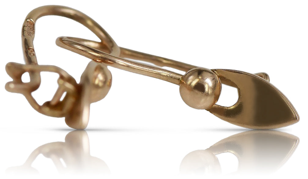 Vintage Leaf Earrings in 14K Rose Gold (ven208) — view 2