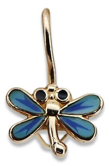 Vintage Dragonfly Earrings in 14K Rose Gold (ven153) — close-up of the hallmark on the inner band