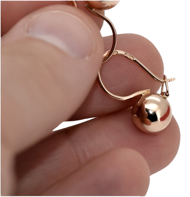 Vintage Ball Earrings in 14K Rose Gold (ven007)