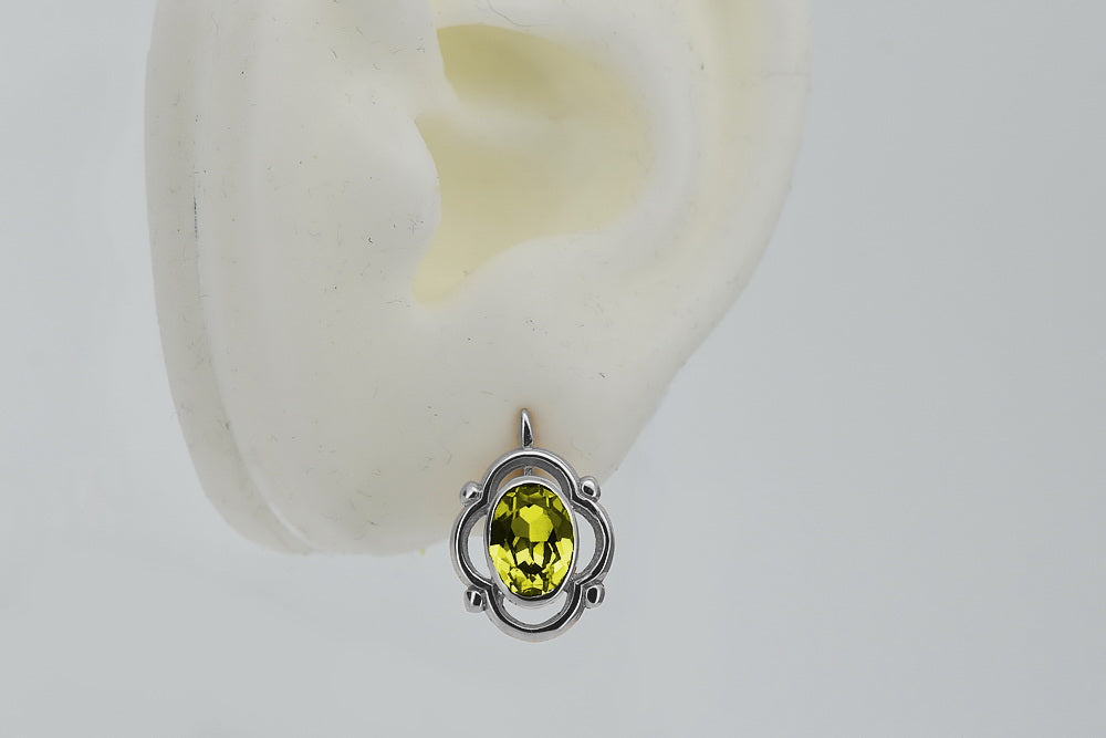 Vintage Yellow Peridot Earrings in Sterling Silver (vec033s-yp) — close-up of the hallmark on the inner band