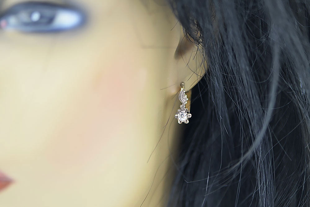 Vintage Zircon Earrings in 14K Rose & White Gold (vec150rw-zi) — full view of the piece