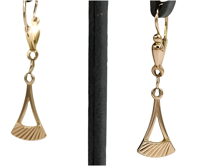 Vintage Hanging Earrings in 14K Rose Gold (ven011) — full view of the piece
