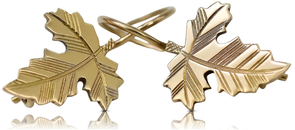 Vintage Leaf Earrings in 14K Rose Gold (ven140) — full view of the piece