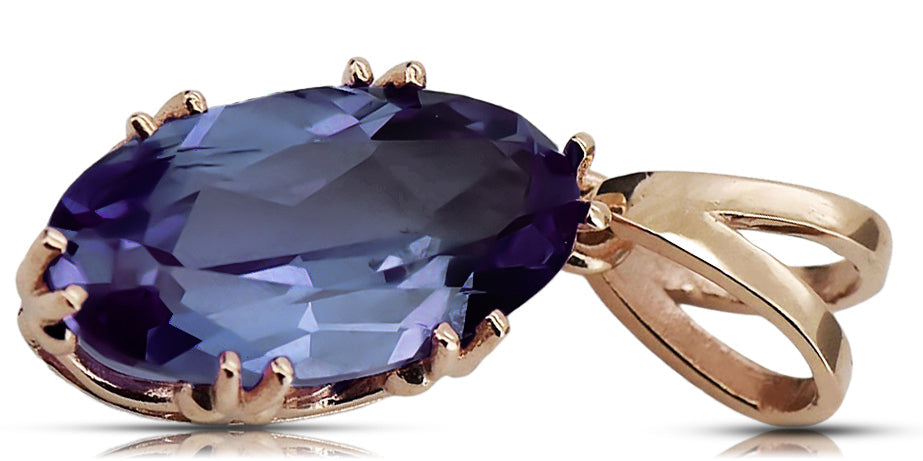 Vintage Alexandrite Pendant in 14K Rose Gold (vpc019r-ax) — full view of the piece
