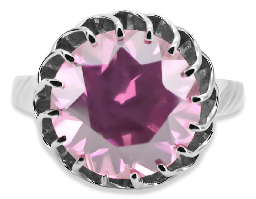 Vintage Amethyst Ring in Sterling Silver (vrc035s-am) — side view showing the setting