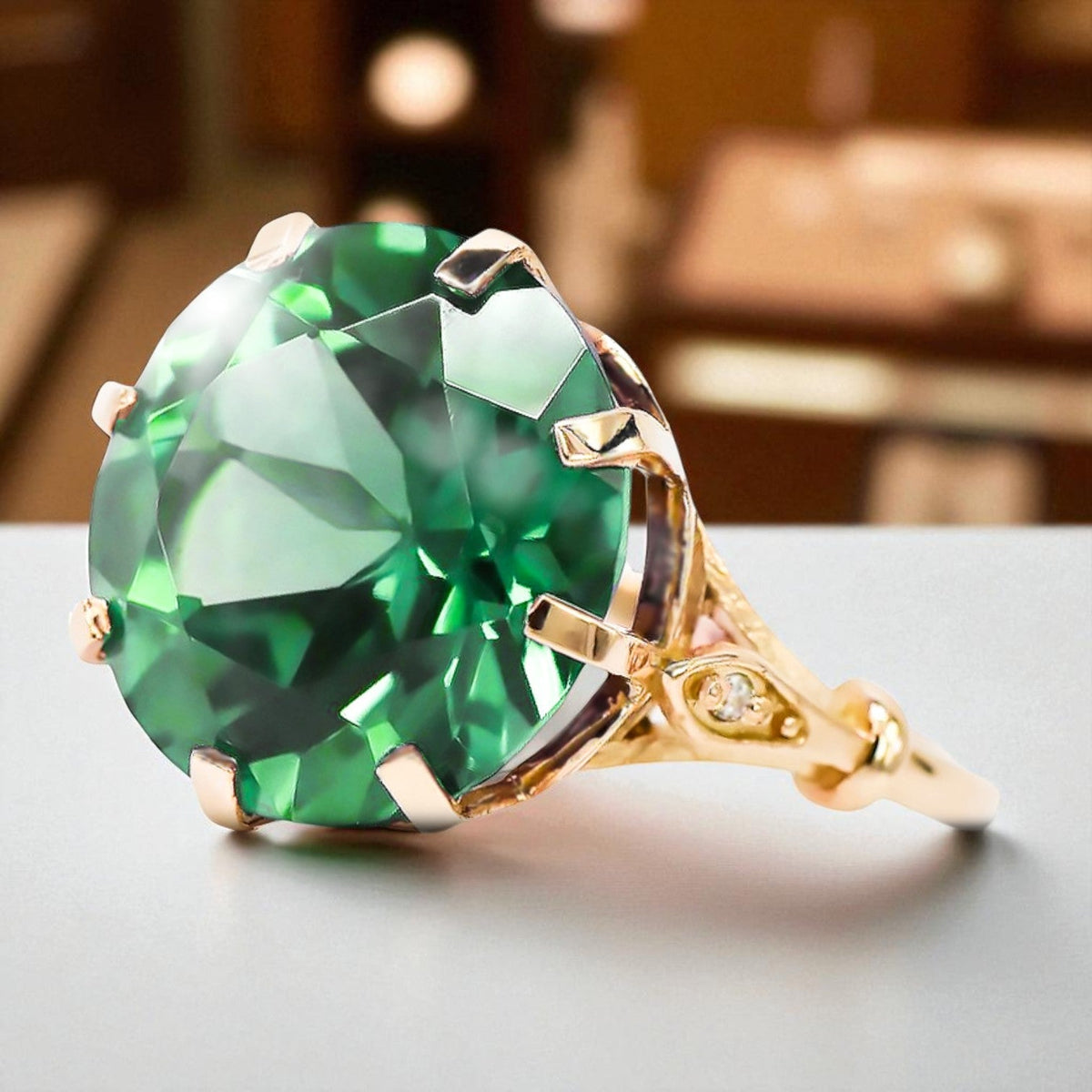 Vintage Emerald Craft Ring in 14K Rose Gold (vrc073r-em)