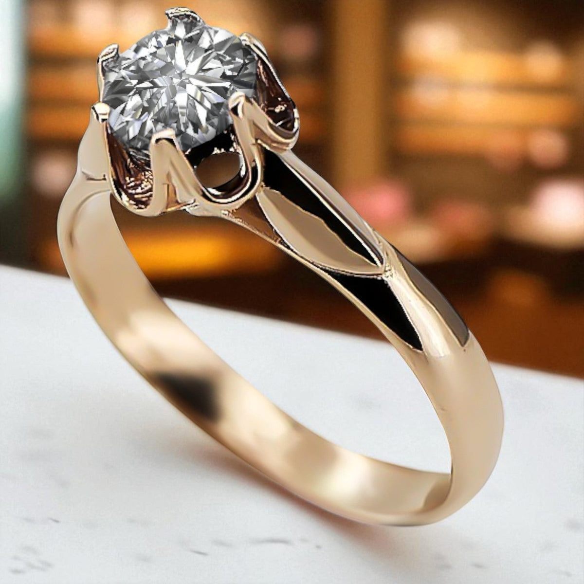 Vintage Zircon Cubic Ring in 14K Rose Gold (vrc122r-zi)