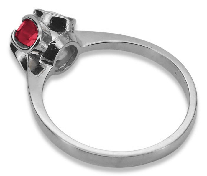 Vintage Ruby Ring in Sterling Silver (vrc348s-rb) — close-up of the hallmark on the inner band
