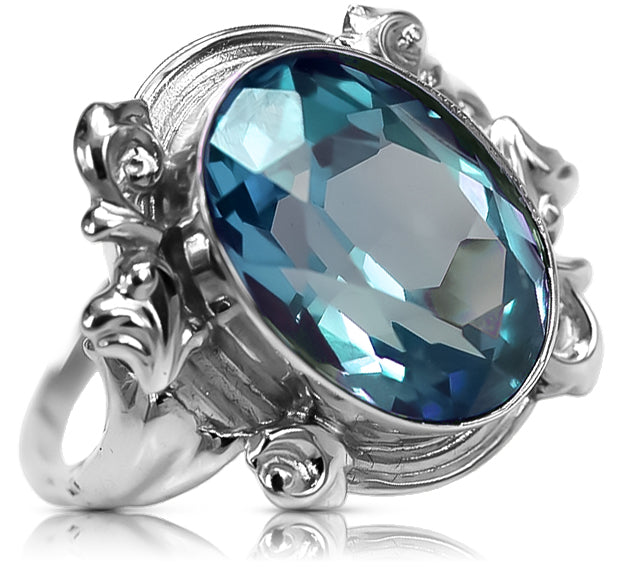 Vintage Aquamarine Craft Ring in Sterling Silver (vrc100s-aq) — close-up of the hallmark on the inner band