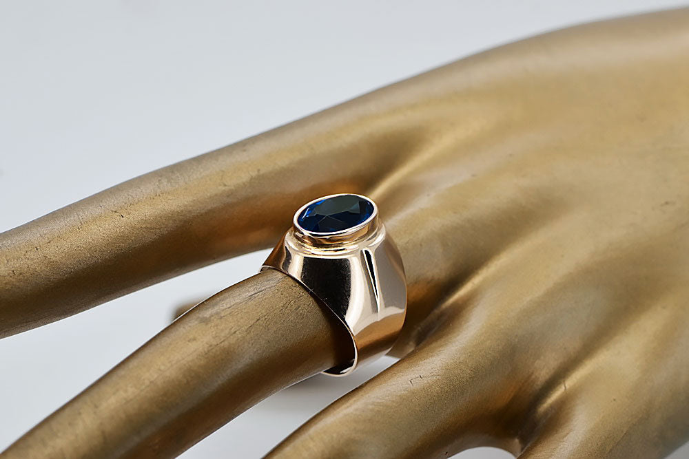 Vintage Sapphire Ring in 14K Rose Gold (vrc296r-sp) — close-up of the hallmark on the inner band