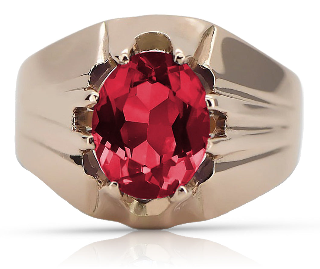 Vintage Ruby Ring in 14K Rose Gold (vrc016r-rb) — side view showing the setting