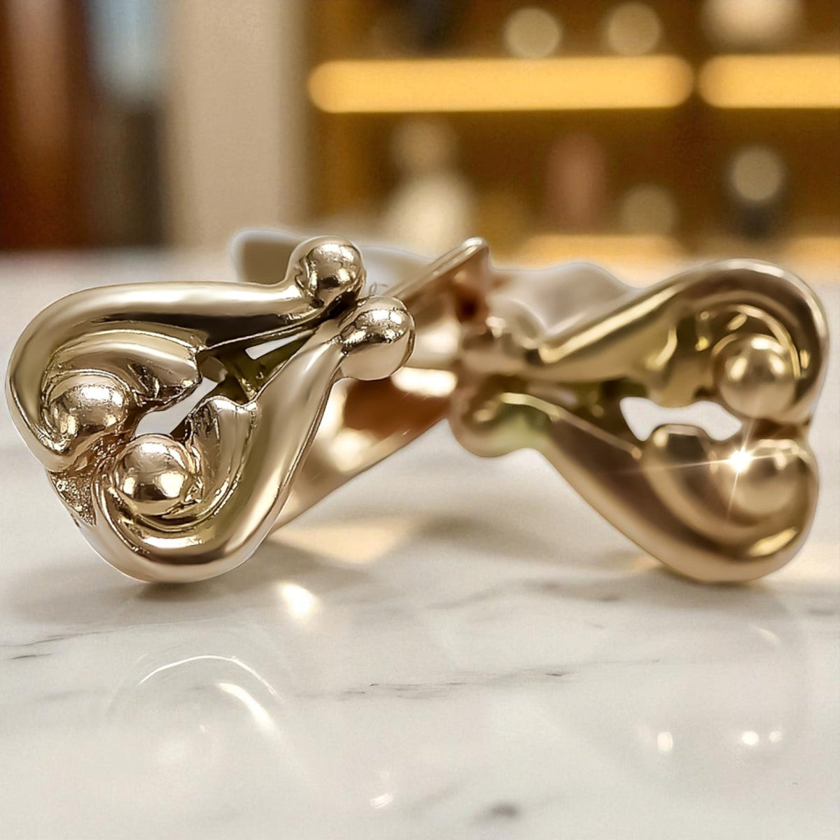Vintage Heart Earrings in 14K Rose Gold (ven132)