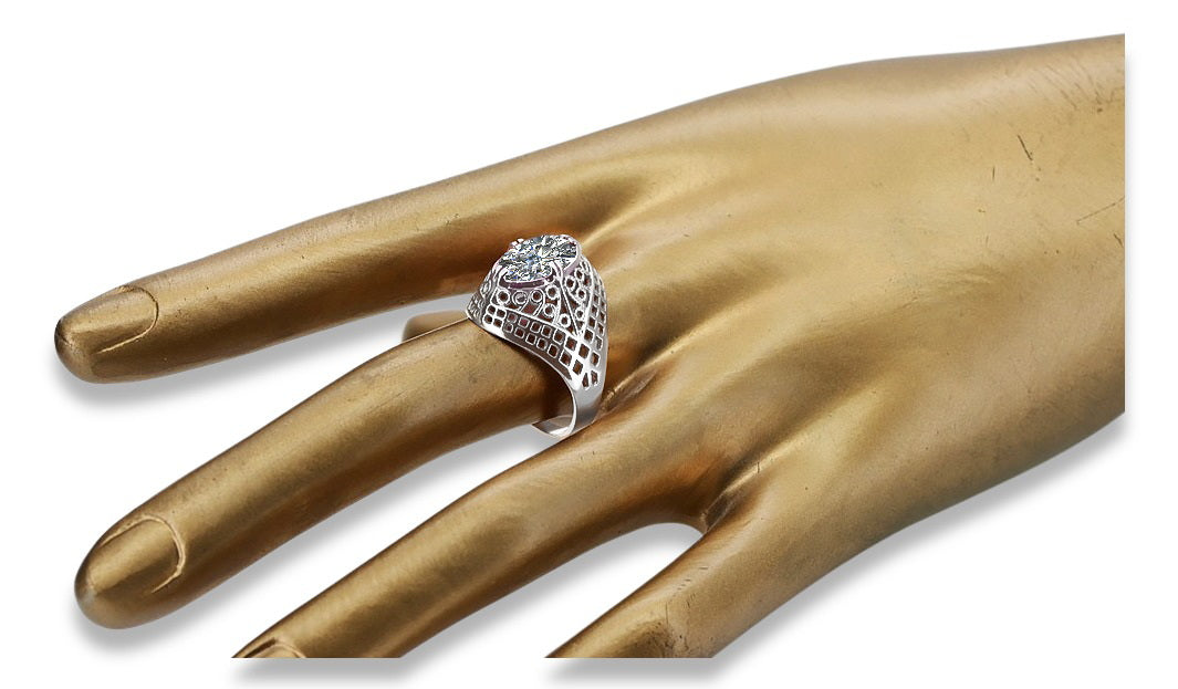 Vintage Zircon Ring in Sterling Silver (vrc030s-zi) — worn on the hand, showing profile