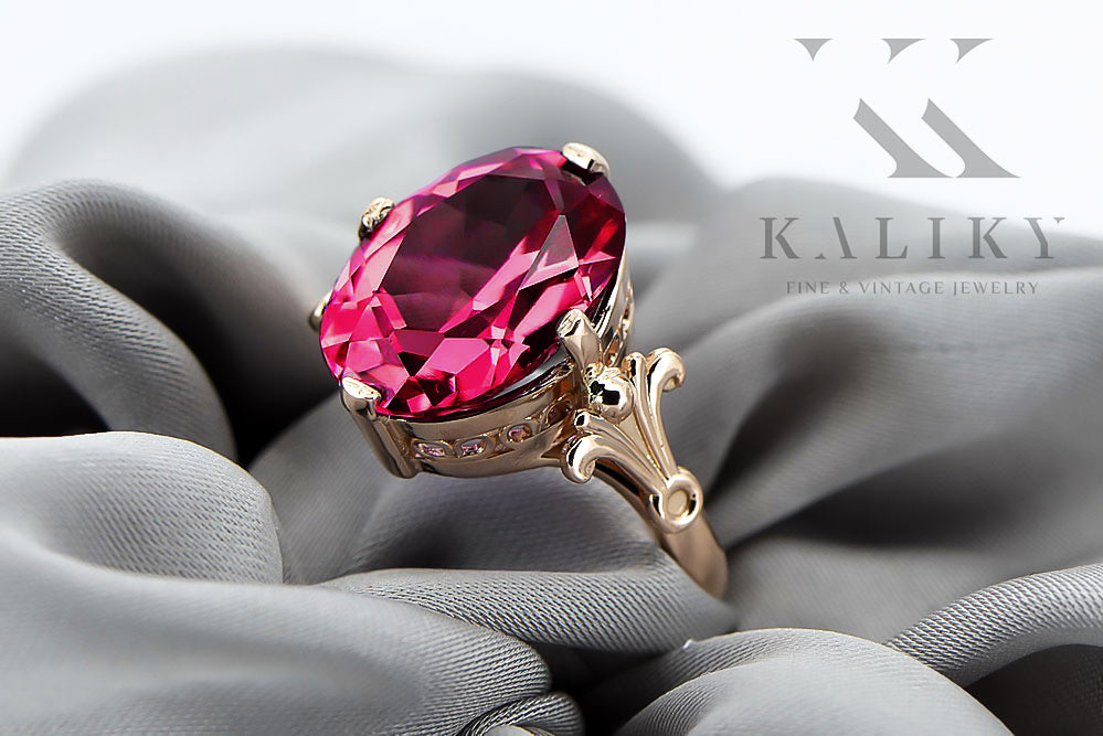 Vintage Ruby Ring in 14K Rose Gold (vrc369r-rb) — close-up of the hallmark on the inner band