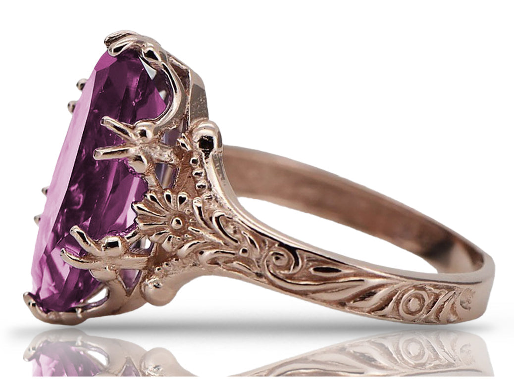 Vintage Amethyst Ring in 14K Rose Gold (vrc084r-am) — full view of the piece