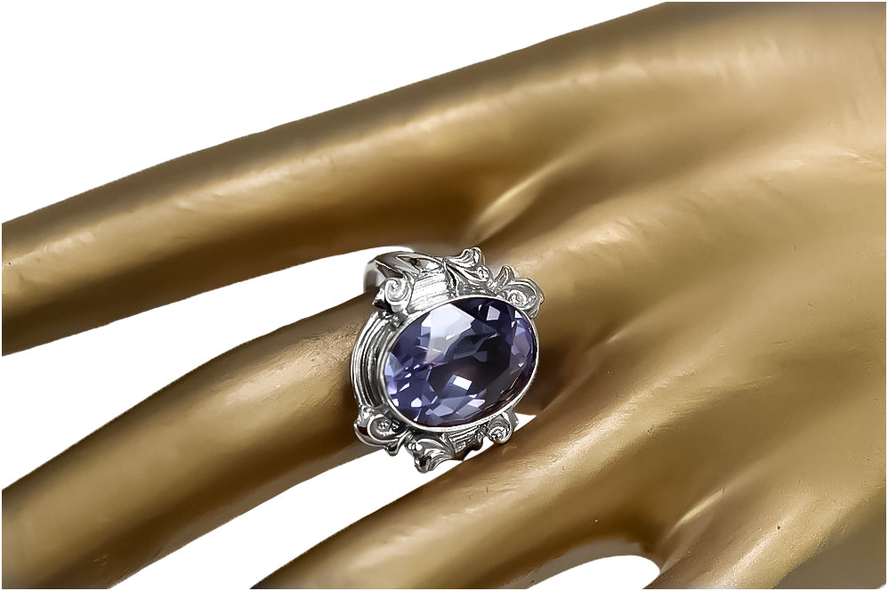 Vintage Alexandrite Ring in Sterling Silver (vrc100s-ax) — close-up of the hallmark on the inner band