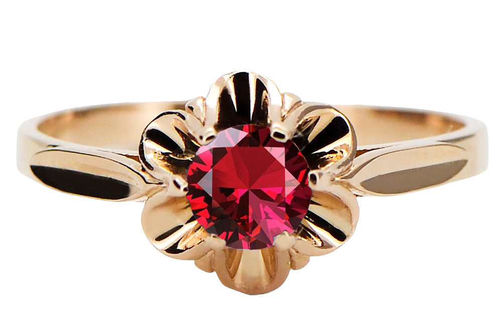 Vintage Ruby Craft Ring in 14K Rose Gold (vrc004r-rb) — side view showing the setting