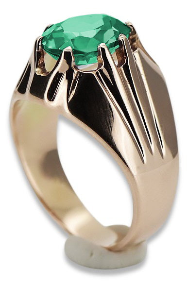 Vintage Emerald Ring in 14K Rose Gold (vrc016r-em) — worn on the hand, showing profile