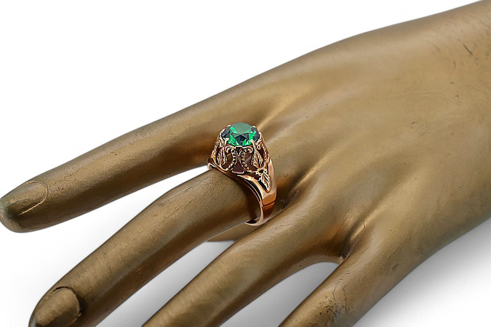 Vintage Emerald Craft Ring in 14K Rose Gold (vrc080r-em) — full view of the piece
