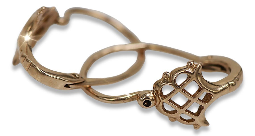 Vintage Leaf Earrings in 14K Rose Gold (ven114) — view 5