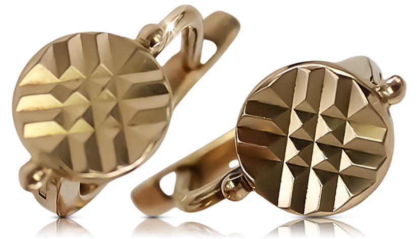 Vintage Hoops Earrings in 14K Rose Gold (ven109) — close-up of the hallmark on the inner band