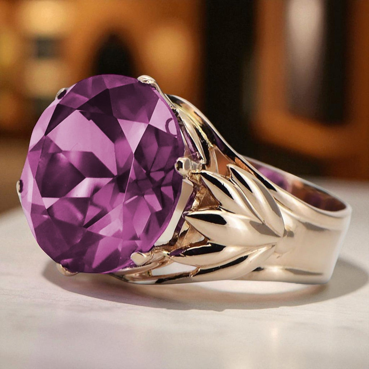 Vintage Amethyst Ring in 14K Rose Gold (vrc029r-am)