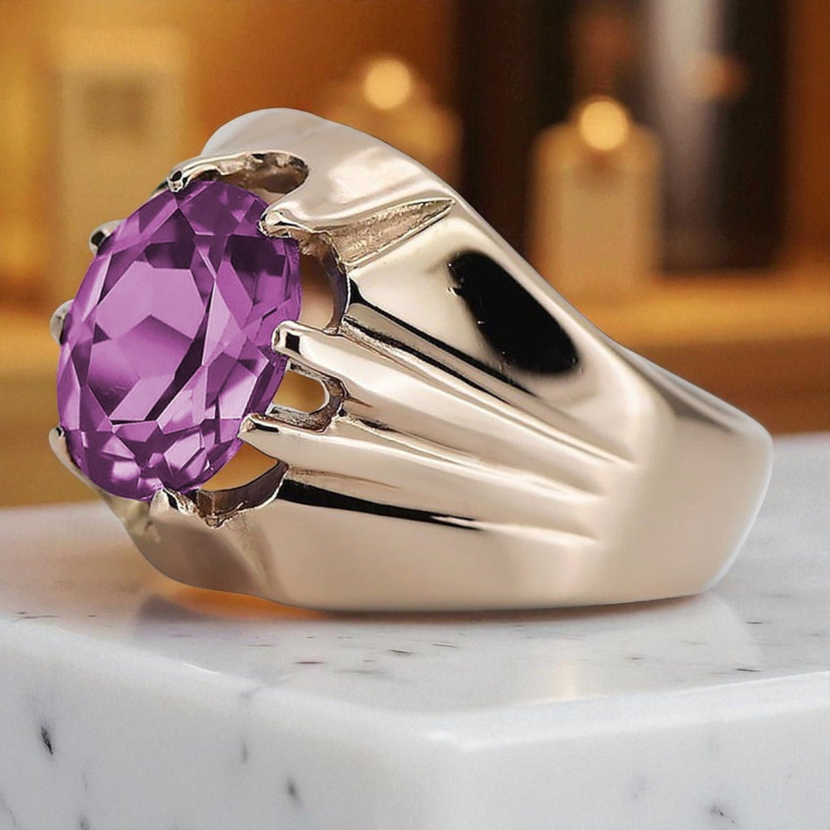 Vintage Amethyst Ring in 14K Rose Gold (vrc016r-am)