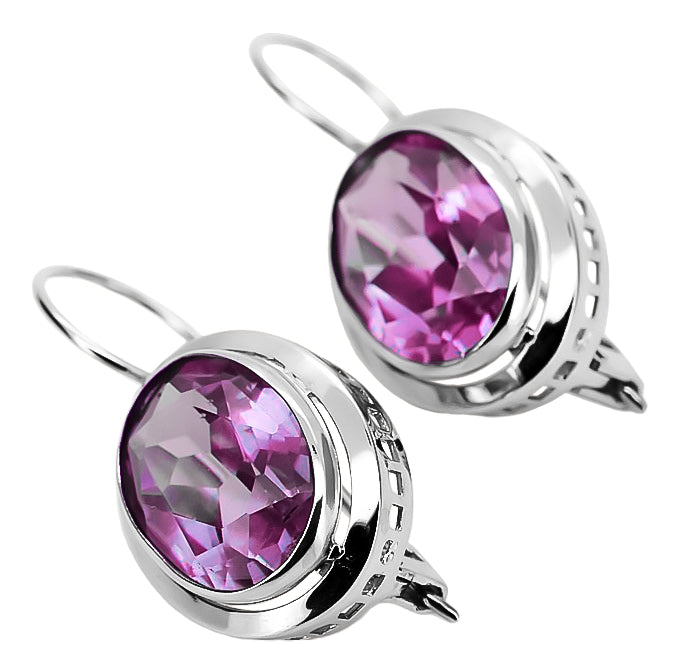 Vintage Amethyst Earrings in Sterling Silver (vec114s-am) — close-up of the hallmark on the inner band