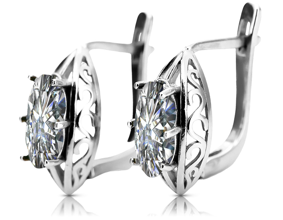Vintage Zircon Earrings in Sterling Silver (vec141s-zi)