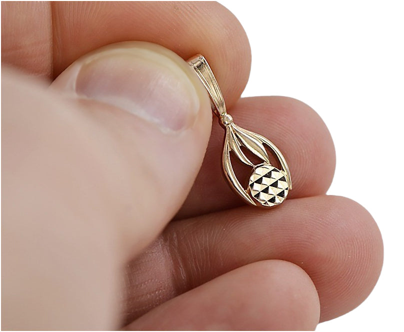 Vintage Leaf Pendant in 14K Rose Gold (vpn057) — view 3