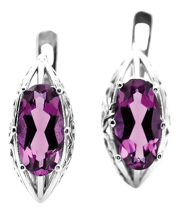 Vintage Amethyst Earrings in Sterling Silver (vec141s-am)