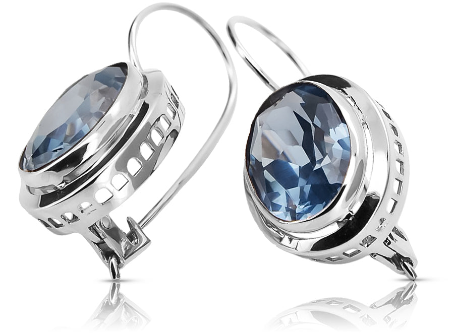 Vintage Aquamarine Earrings in Sterling Silver (vec114s-aq)