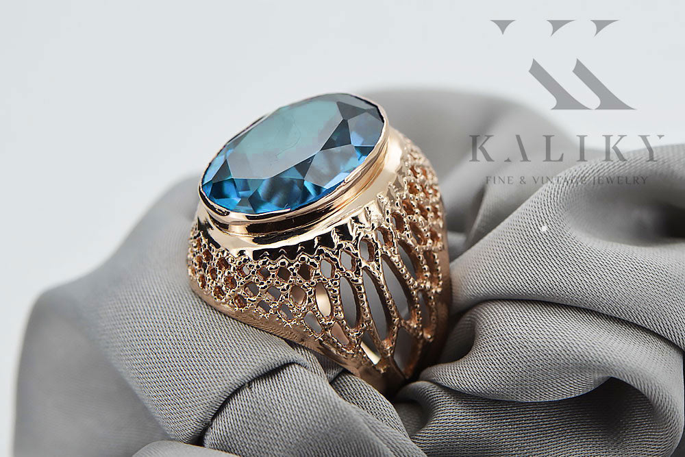 Vintage Aquamarine Ring in Rose Gold-Plated Sterling Silver (vrc089rp-aq) — close-up of the hallmark on the inner band