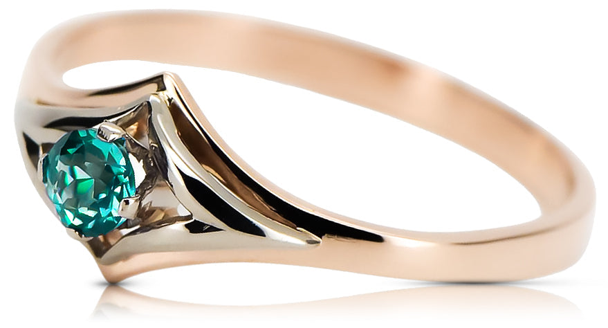 Vintage Emerald Craft Ring in 14K Rose Gold (vrc351r-em) — worn on the neckline, showing the drape