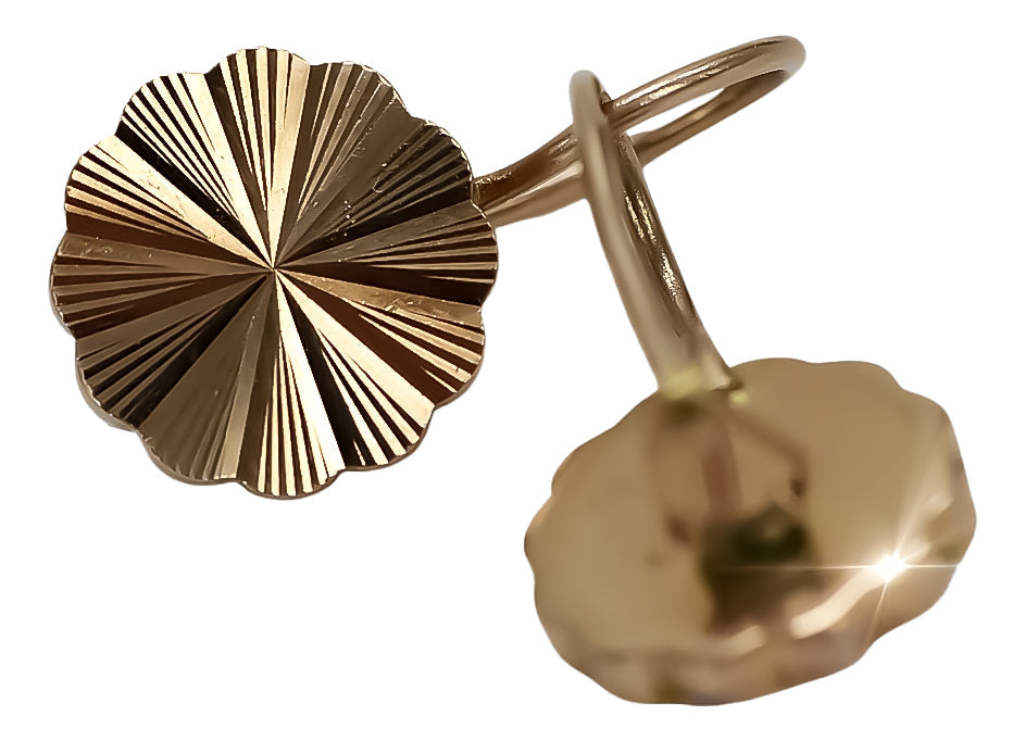 Vintage Flower Earrings in 14K Rose Gold (ven048) — close-up of the hallmark on the inner band