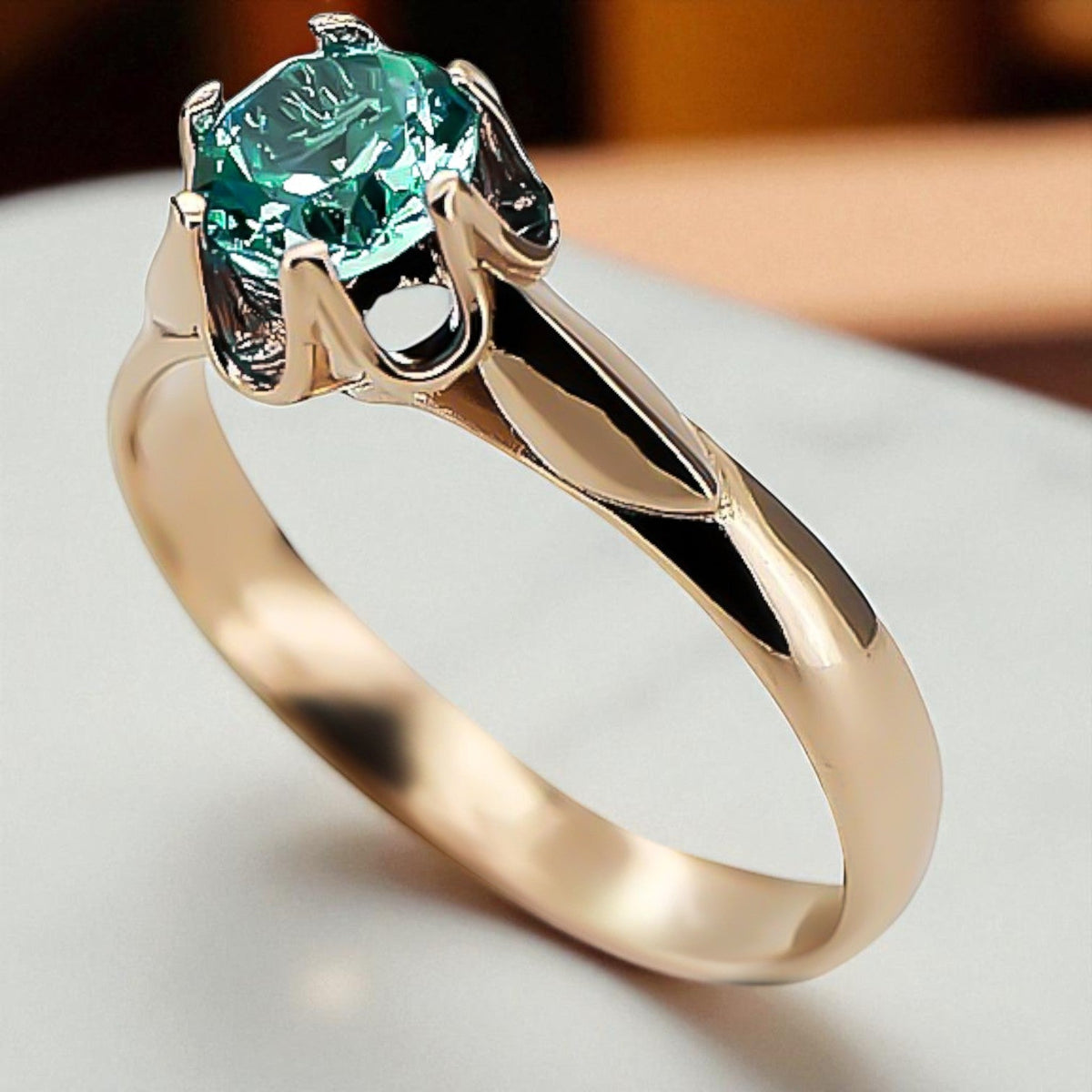 Vintage Emerald Ring in 14K Rose Gold (vrc122r-em)