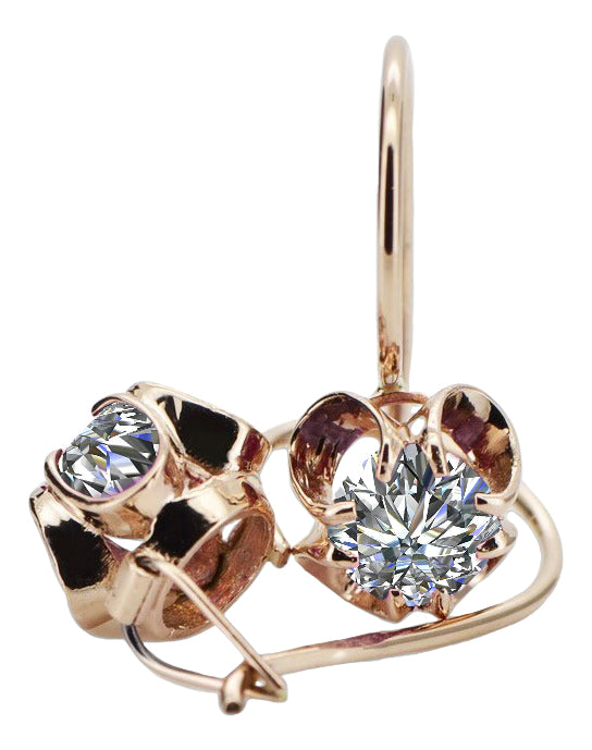 Vintage Zircon Earrings in 14K Rose Gold (vec035r-zi) — close-up of the hallmark on the inner band