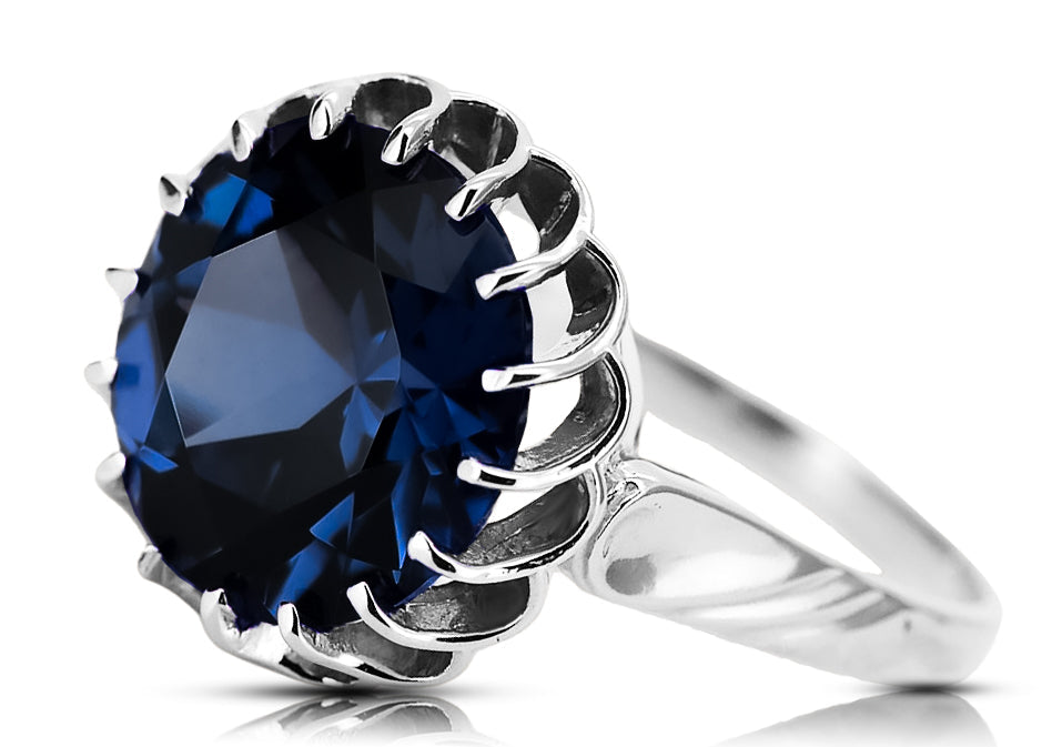 Vintage Sapphire Ring in Sterling Silver (vrc035s-sp) — close-up of the hallmark on the inner band