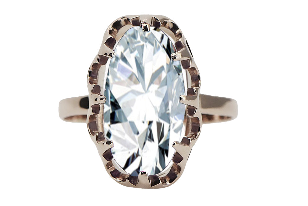 Vintage Zircon Craft Ring in 14K Rose Gold (vrc253r-zi) — close-up of the stone and setting