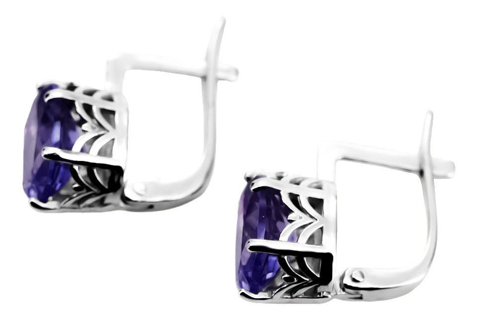 Vintage Alexandrite Earrings in Sterling Silver (vec003s-ax) — full view of the piece