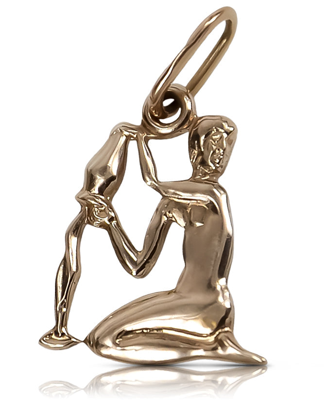 Vintage Pendant Made Zodiac Vzp Pendant in 14K Rose Gold (zm6avz) — side view showing the setting
