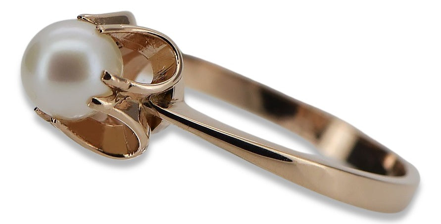 Vintage Pearl Ring in 14K Rose Gold (vrpr001r) — side view showing the setting