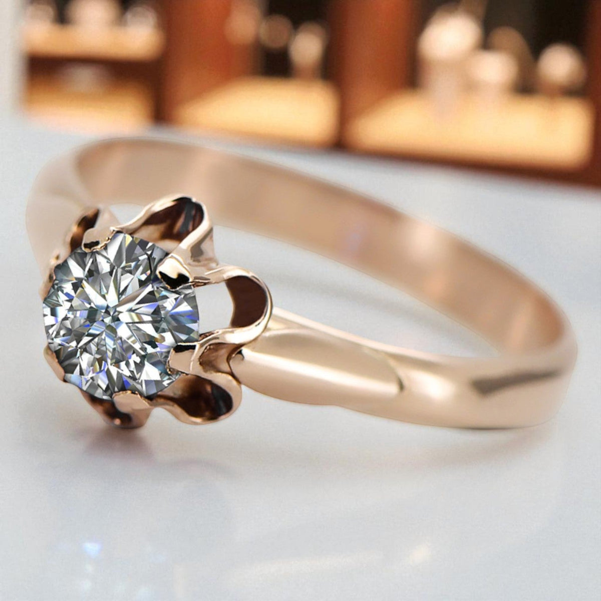 Vintage Zircon Craft Ring in 14K Rose Gold (vrc094r-zi)