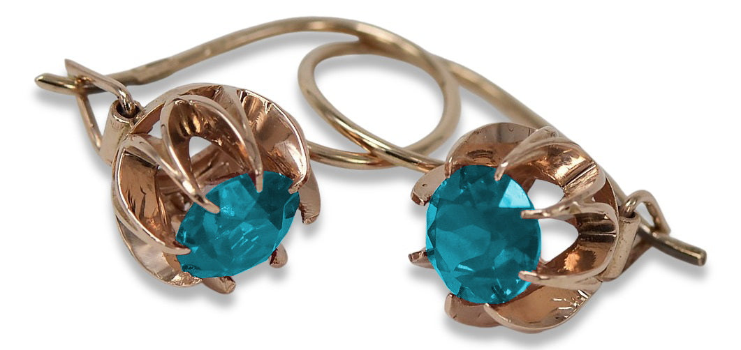 Vintage Aquamarine Earrings in 14K Rose Gold (vec062r-aq) — close-up of the hallmark on the inner band