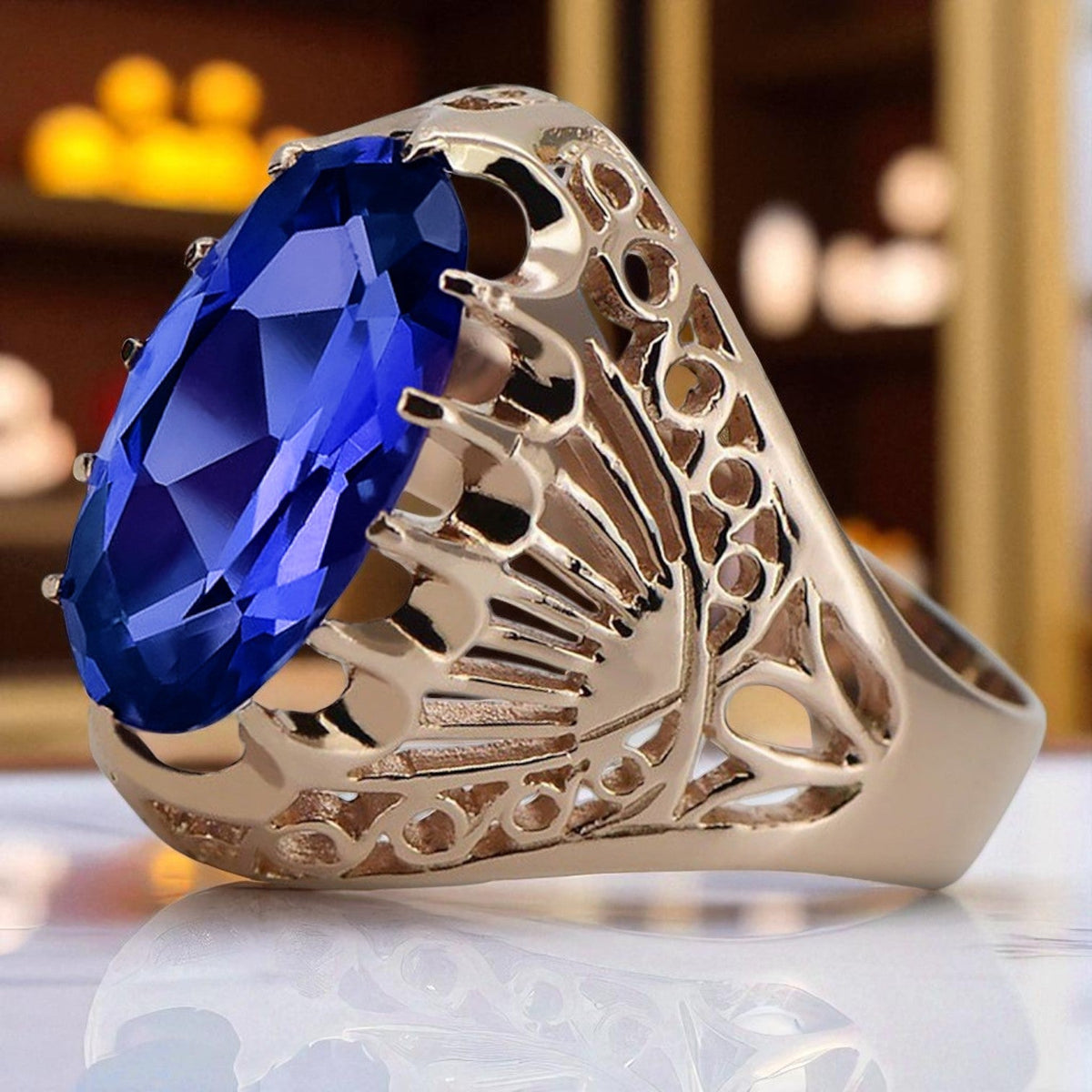 Vintage Sapphire Ring in 14K Rose Gold (vrc020r-sp)